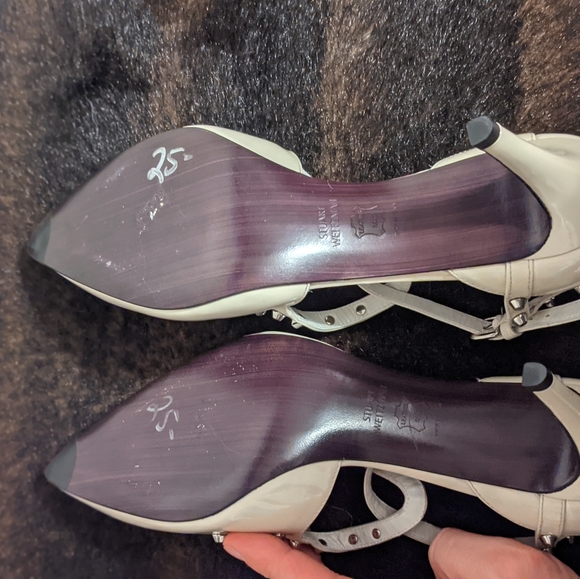 Stuart Weitzman Nude Lace Up Studded Heels 9.5 - Picture 5 of 5